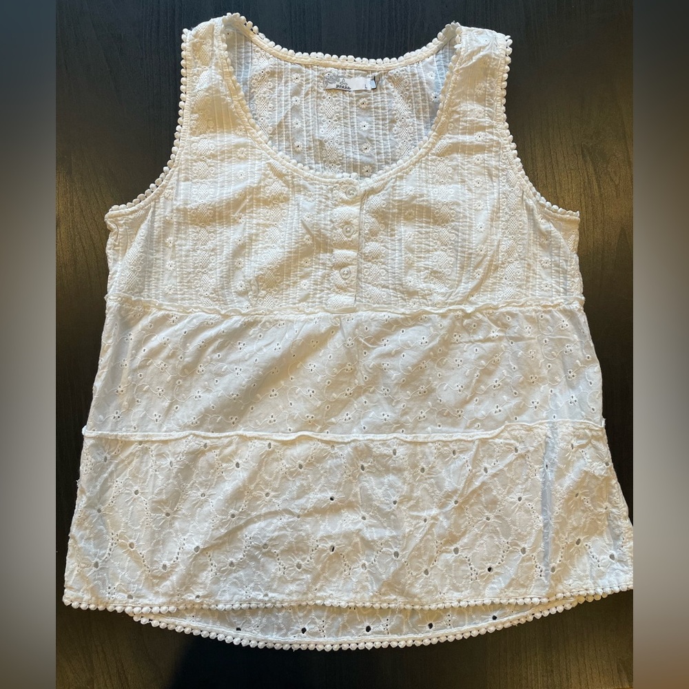 Prana White 100% cotton tank, large